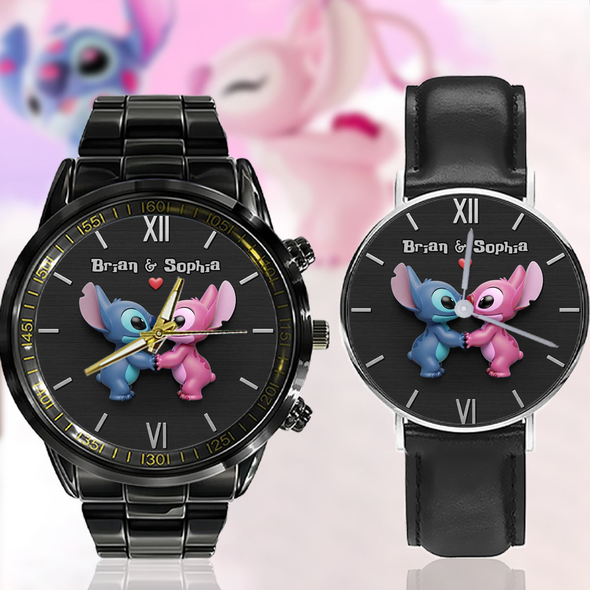 Couple Alien Ohana - Personalized Ohana Couple Hand Watch Set
