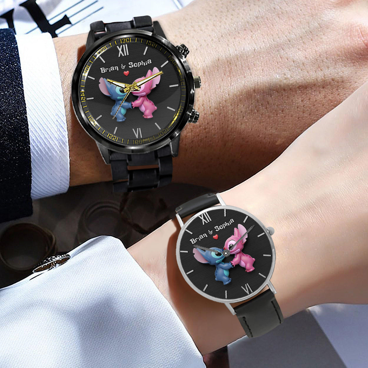 Couple Alien Ohana - Personalized Ohana Couple Hand Watch Set