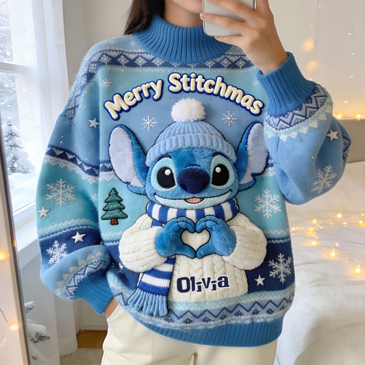 Blue Christmas - Personalized Ohana Mock Neck Sweatshirt