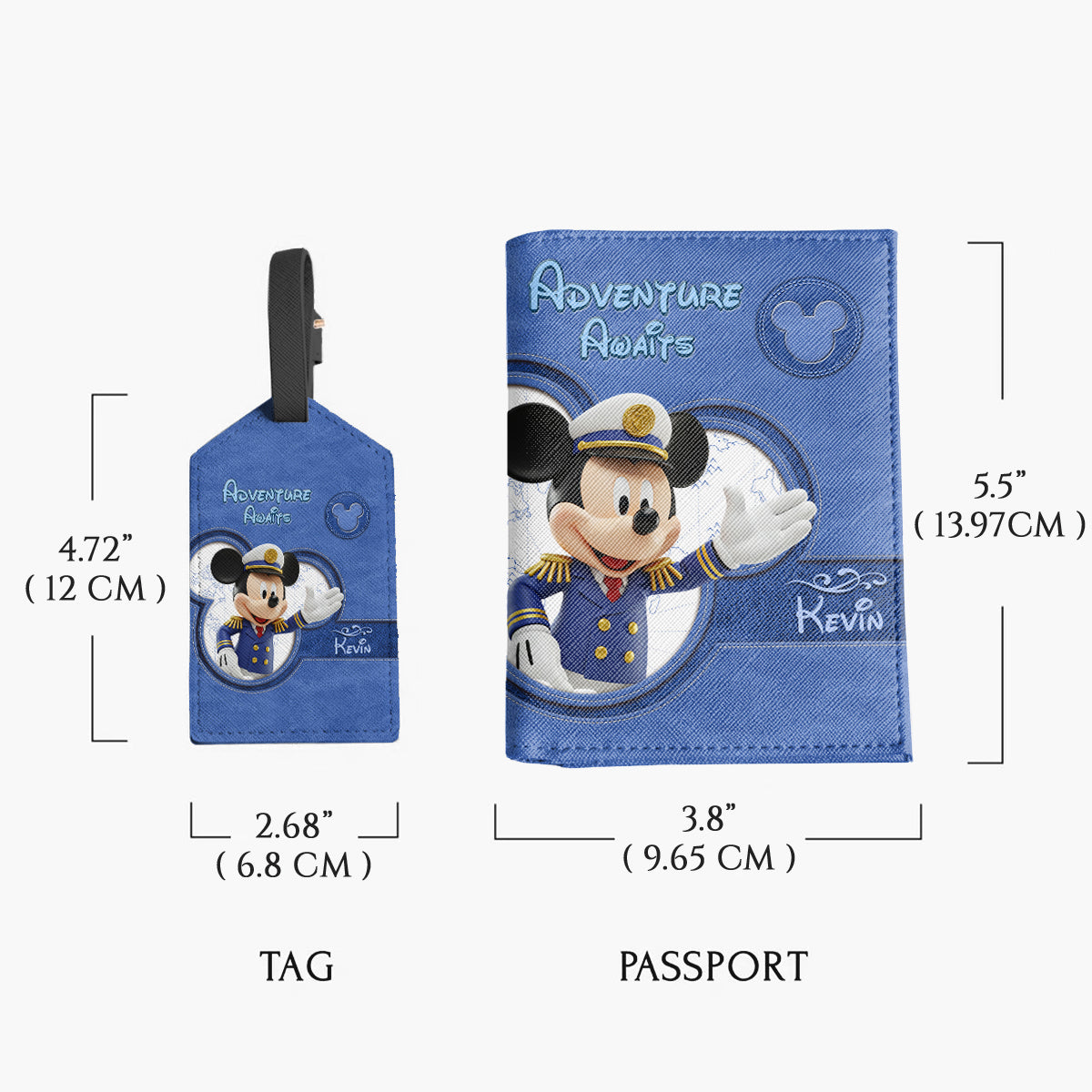 Magical Mouse Ears Adventure Awaits - Personalized Mouse Leather Luggage Tag & Passport Holder