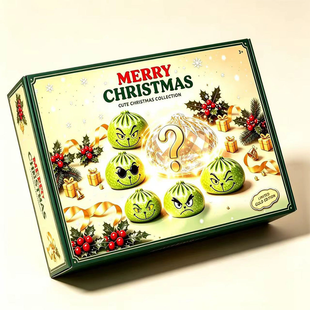 Christmas Green Glitter Dumpling Squishy Toy - 6-Pack Blind Box