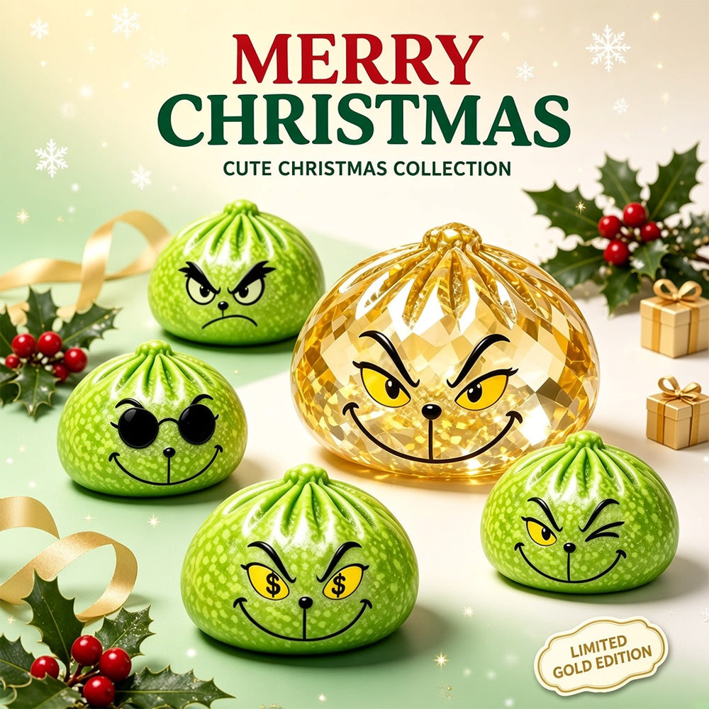 Christmas Green Glitter Dumpling Squishy Toy - 6-Pack Blind Box