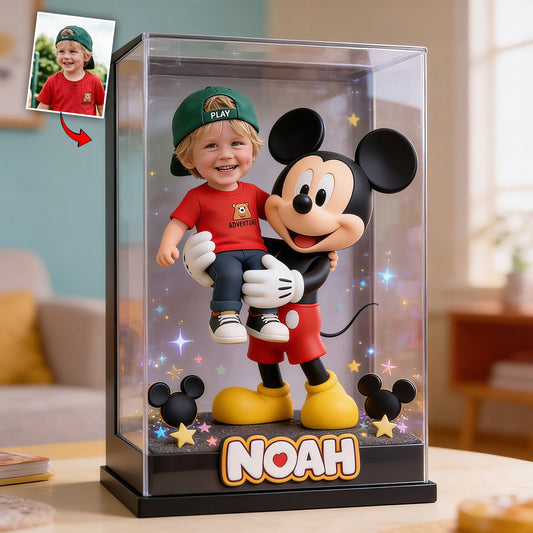 Big Ears Mouse And Kid - Personalized Mouse Custom Shaped Acrylic Plaque
