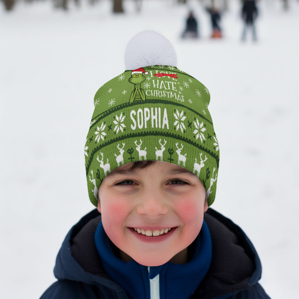 I Hate Christmas Green Monster - Personalized Stole Christmas Beanie Hat