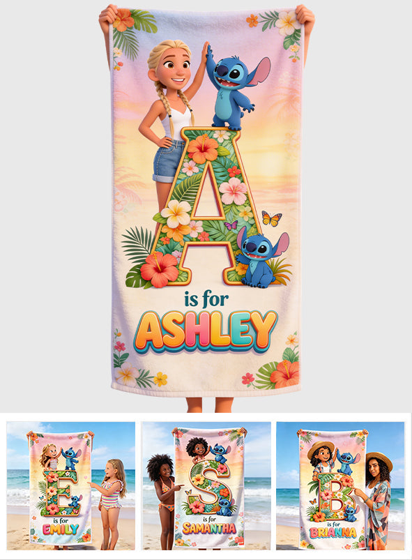 Ohana Alphabet Custom From Photo - Personalized Ohana Quick-dry Beach Towel/ Bath Towel