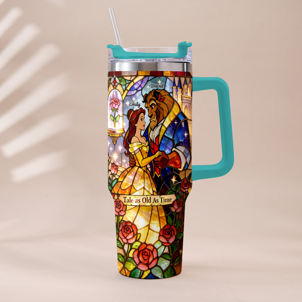 Tale As Old As Time - Personalized Beauty And The Beast Tumbler With Plush Charm