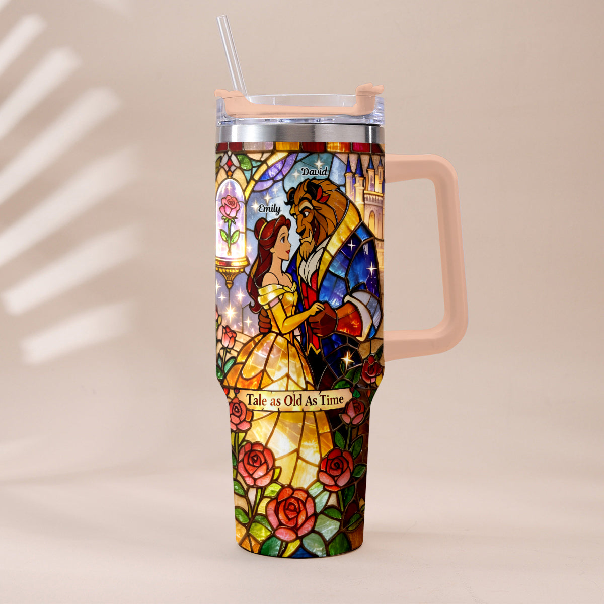 Tale As Old As Time - Personalized Beauty And The Beast Tumbler With Plush Charm