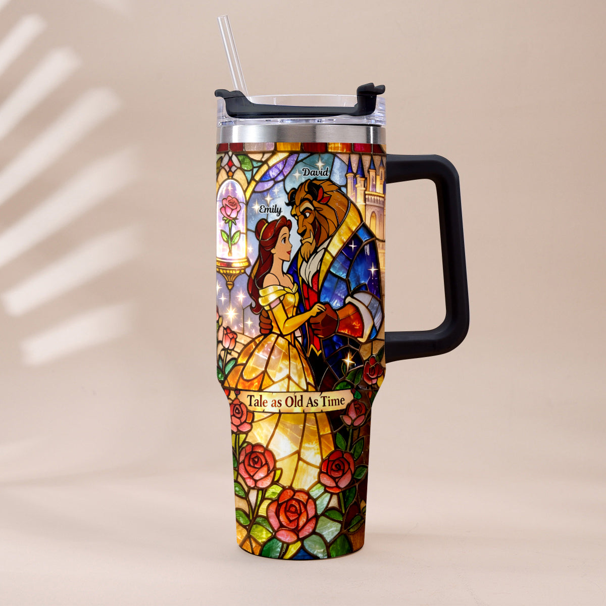 Tale As Old As Time - Personalized Beauty And The Beast Tumbler With Plush Charm