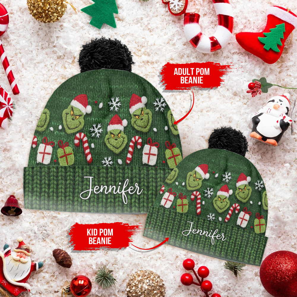 Green Mischief - Personalized Stole Christmas Beanie Hat