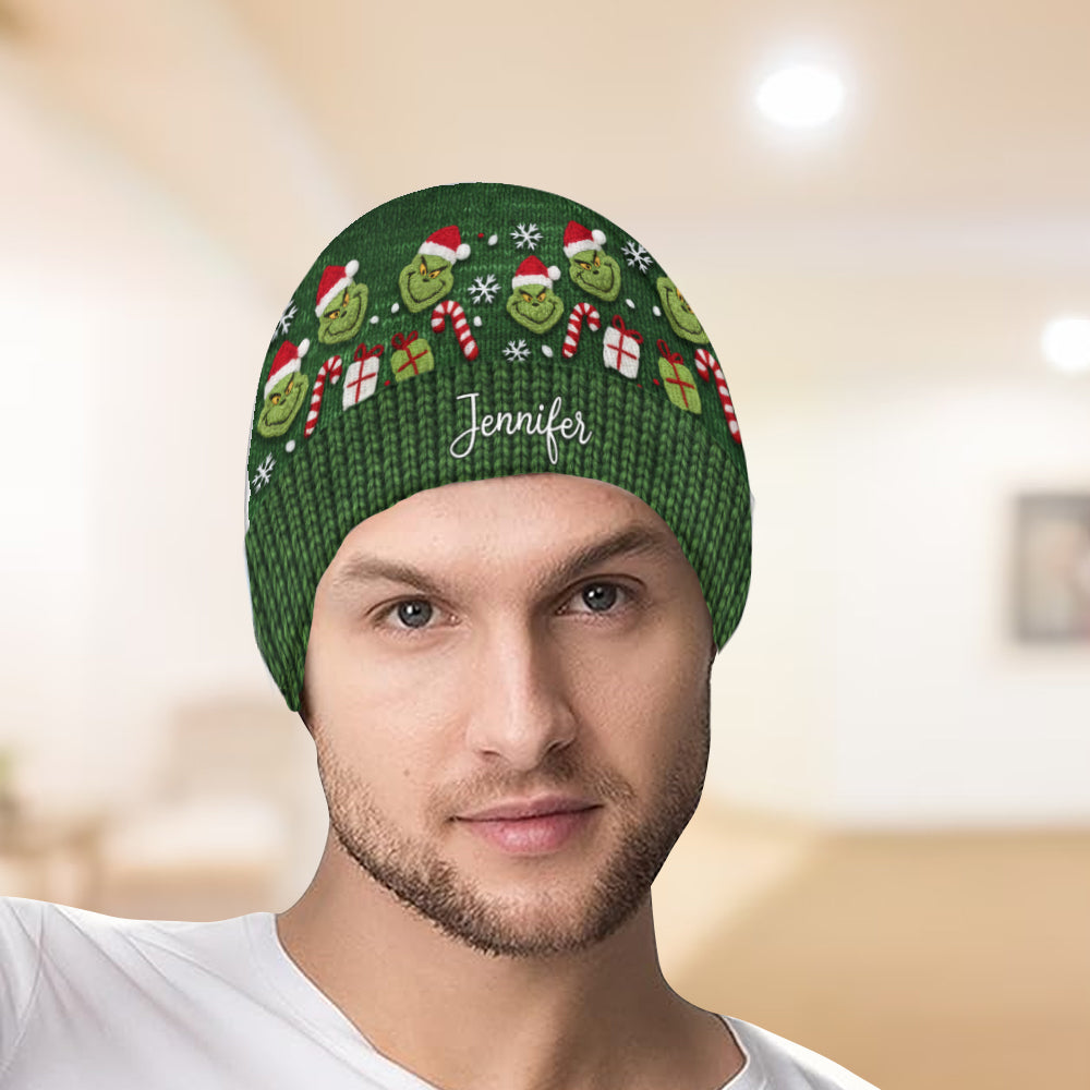 Green Mischief - Personalized Stole Christmas Beanie Hat