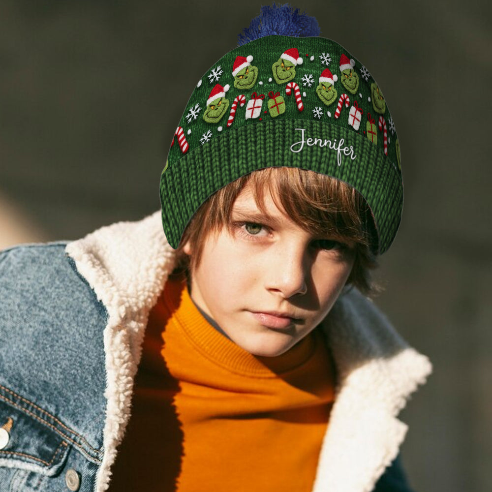 Green Mischief - Personalized Stole Christmas Beanie Hat