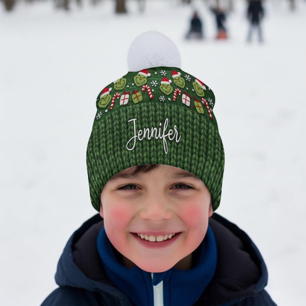 Green Mischief - Personalized Stole Christmas Beanie Hat