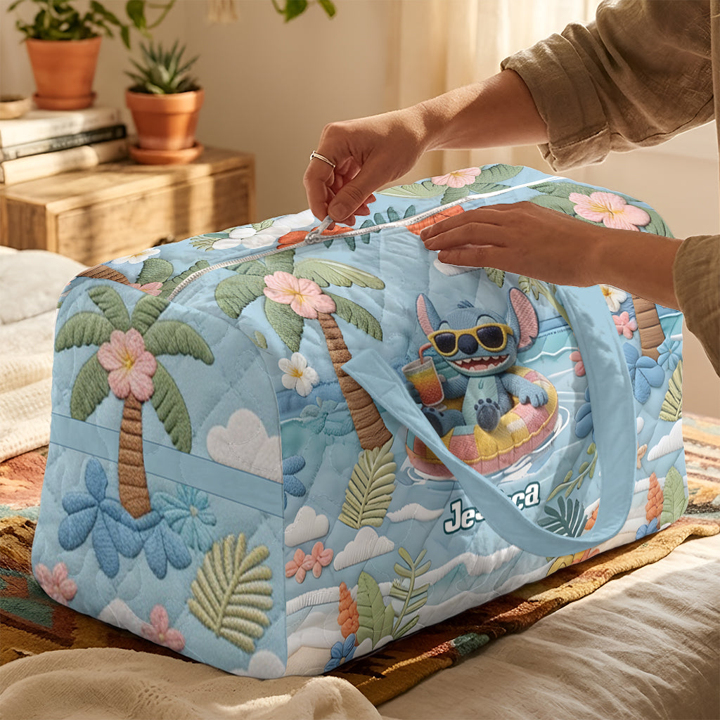 Blue Monster Summer Vibes - Personalized Ohana Quilt Duffle Bag & Plush Charm