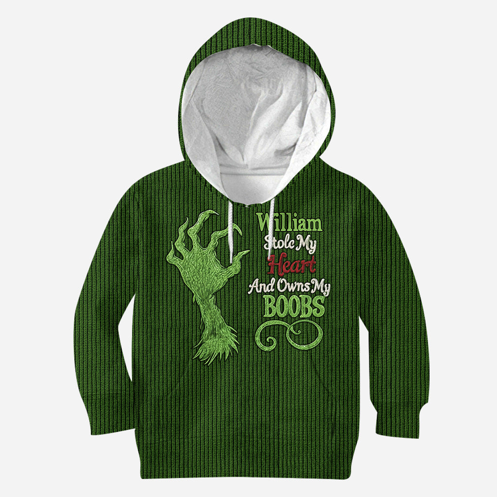 Stole My Heart And Owns My - Personalized Stole Christmas All Over Shirt