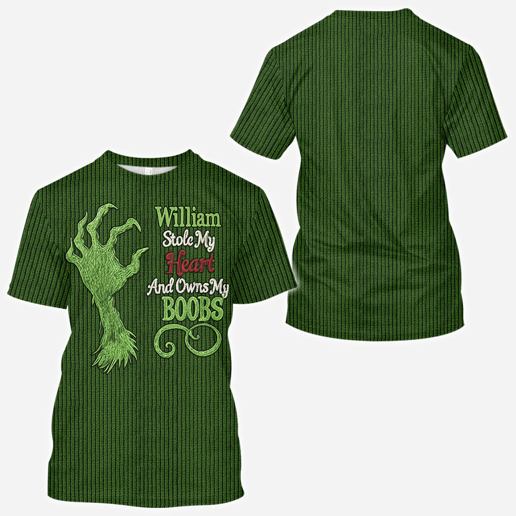 Stole My Heart And Owns My - Personalized Stole Christmas All Over Shirt