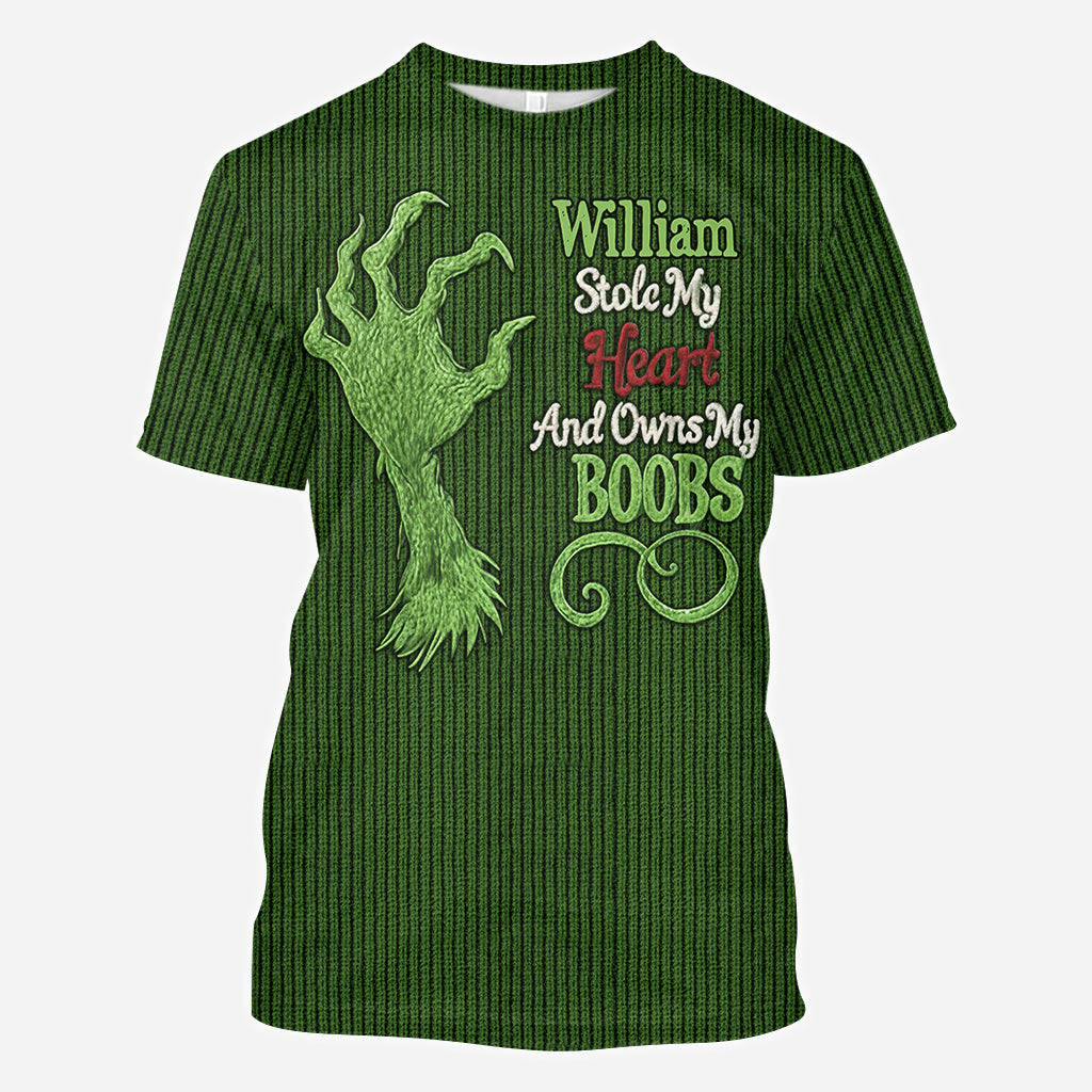 Stole My Heart And Owns My - Personalized Stole Christmas All Over Shirt
