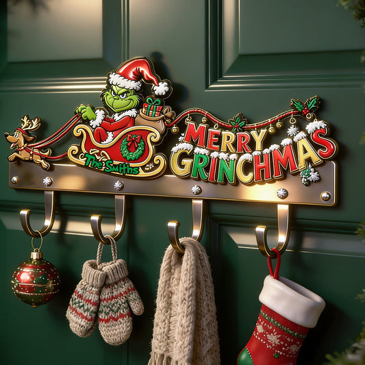 MERRY GRINCHMAS - Personalized Stole Christmas Custom Shaped Hanging Rack