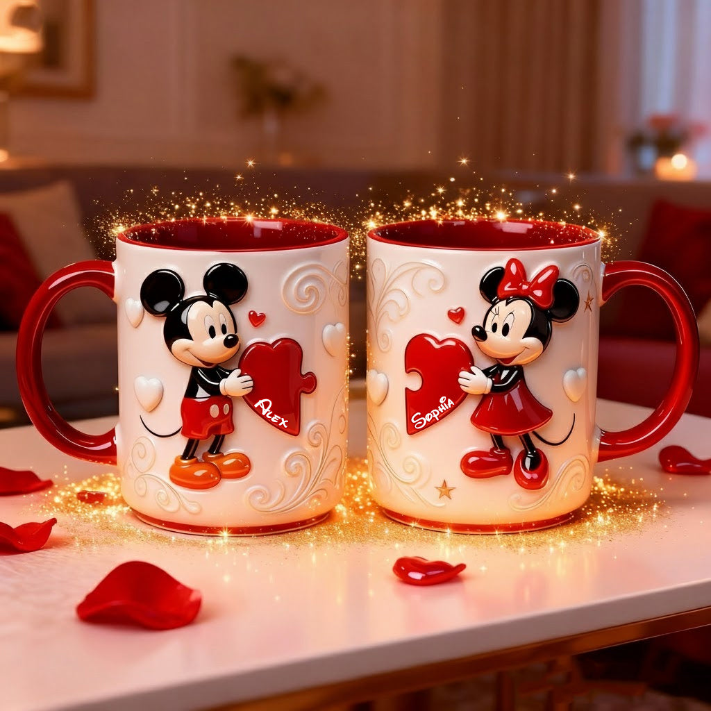 Magical Cartoon Mouse Couple, Matching Mug - Personalized Mouse Accent Mug
