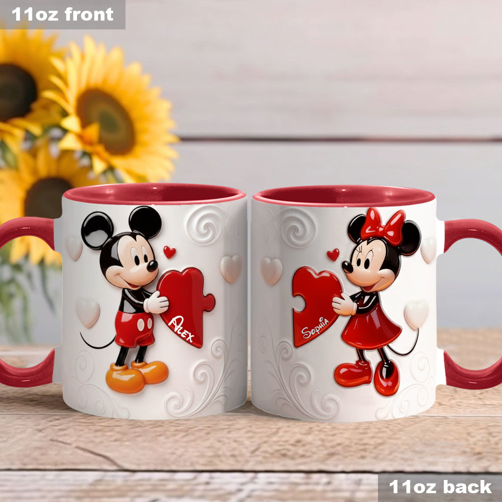 Magical Cartoon Mouse Couple, Matching Mug - Personalized Mouse Accent Mug