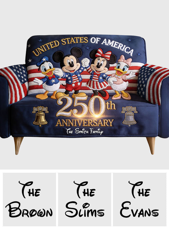 Celebrating 250th Anniversary - Personalized Mouse Quilted Sofa/Couch Cover