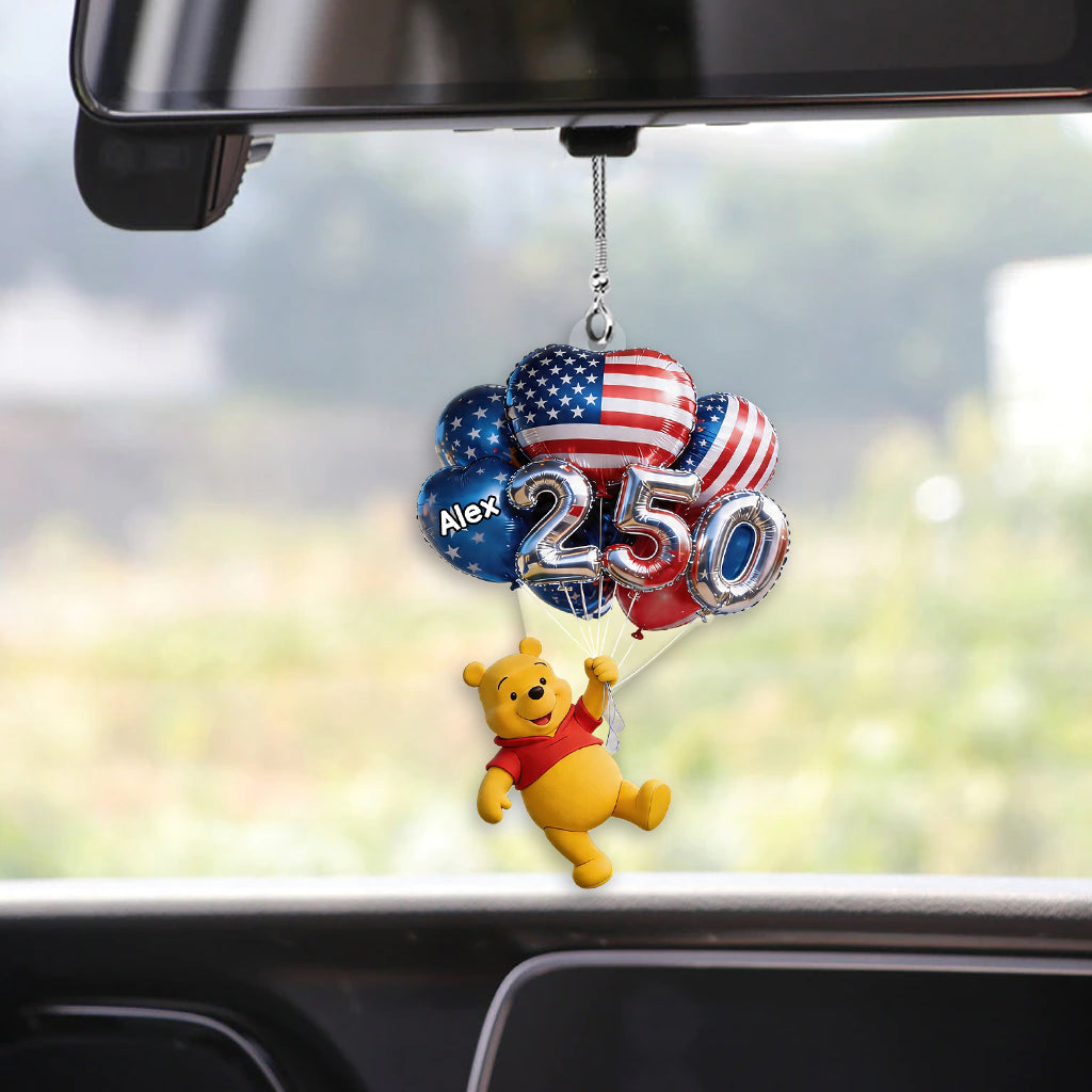 Hanging Balloons Cute Yellow Bear 250 - Personalized Yellow Bear Transparent Car Ornament