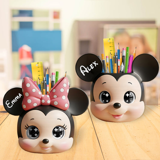 Cute Mouse Head - Personalized Mouse Wooden Pen Holder