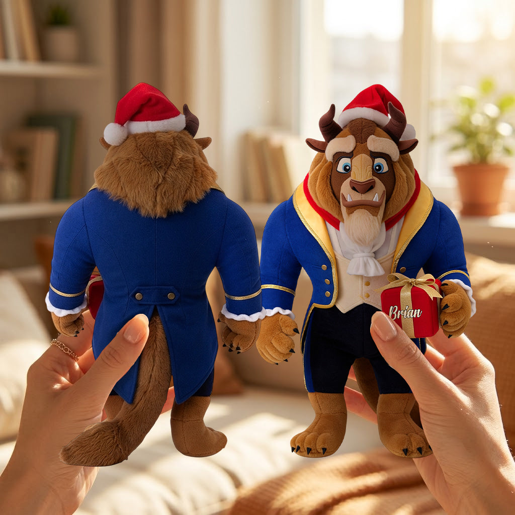Merry Christmas Couple Gift - Personalized Beauty And The Beast Posable Plush Doll