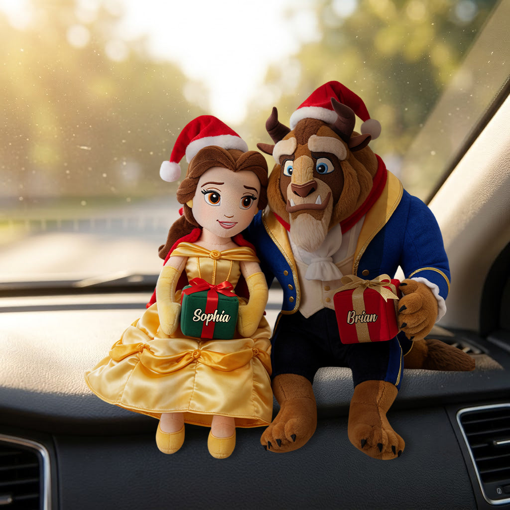 Merry Christmas Couple Gift - Personalized Beauty And The Beast Posable Plush Doll
