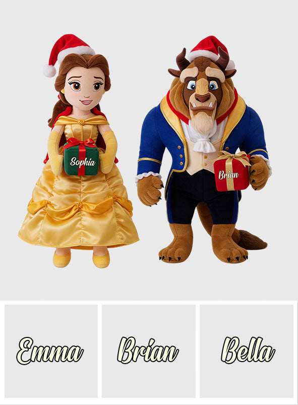 Merry Christmas Couple Gift - Personalized Beauty And The Beast Posable Plush Doll