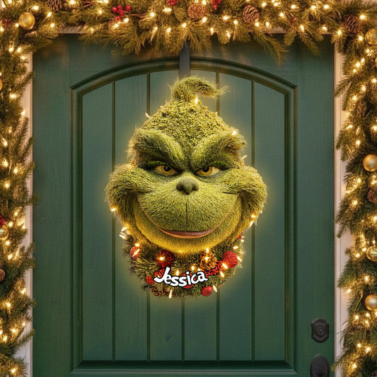 Grinchmas Wreath - Personalized Stole Christmas LED Light Acrylic Sign