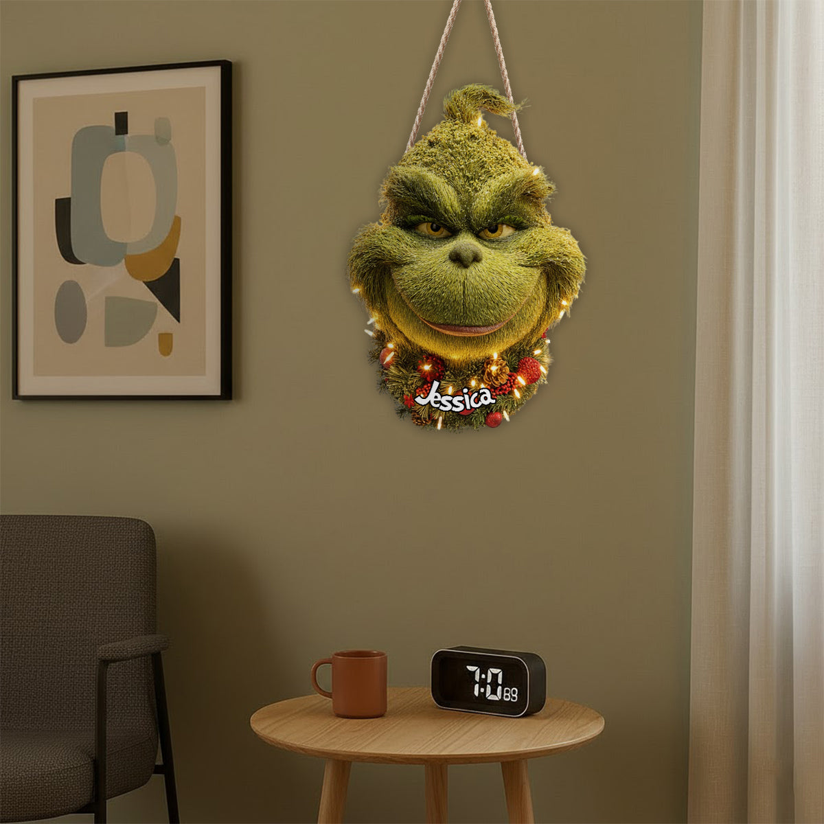 Grinchmas Wreath - Personalized Stole Christmas LED Light Acrylic Sign