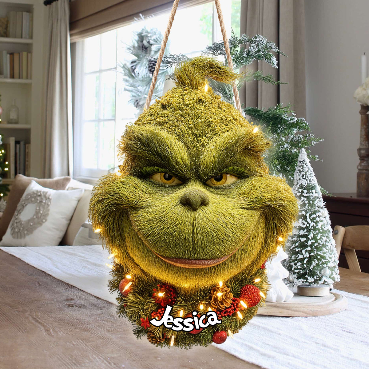 Grinchmas Wreath - Personalized Stole Christmas LED Light Acrylic Sign