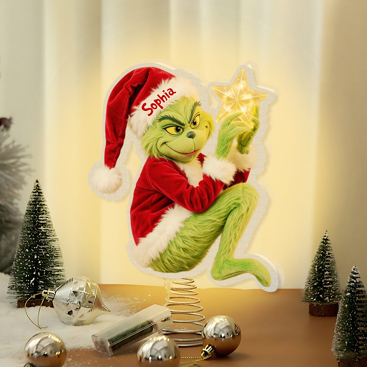 Funny Grinchmas - Personalized Stole Christmas LED Light Tree Topper