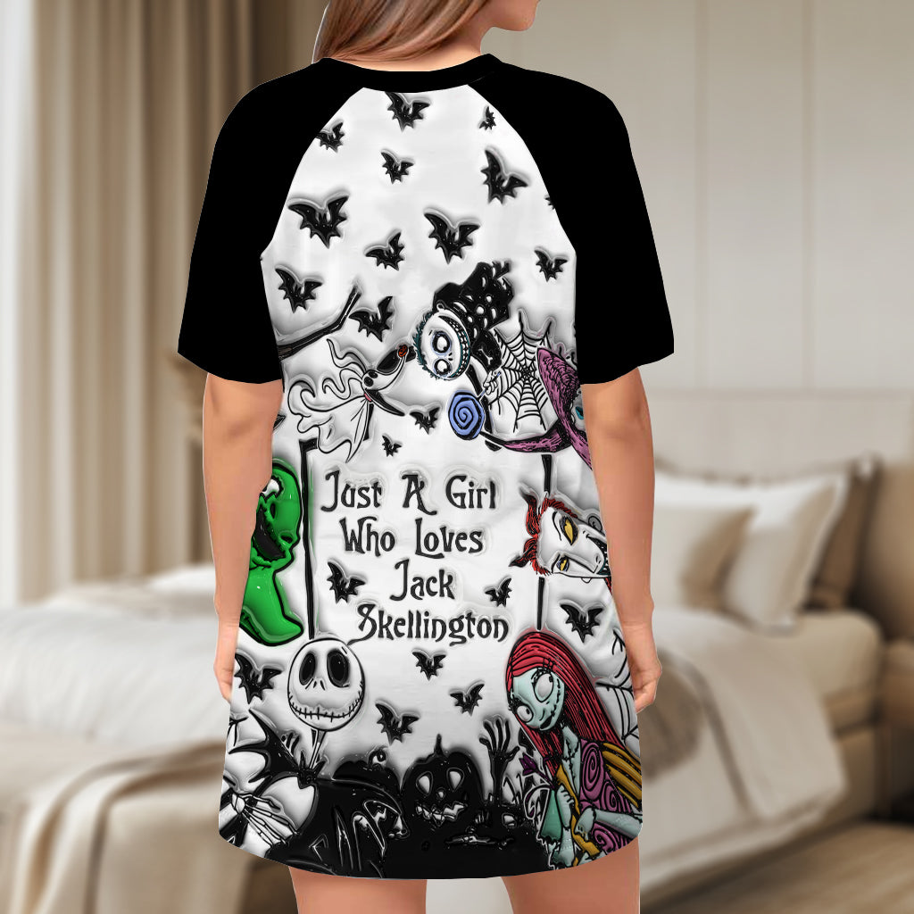 Just A Girl Who Loves Jack - Personalized Nightmare Sleep T-shirt Dress