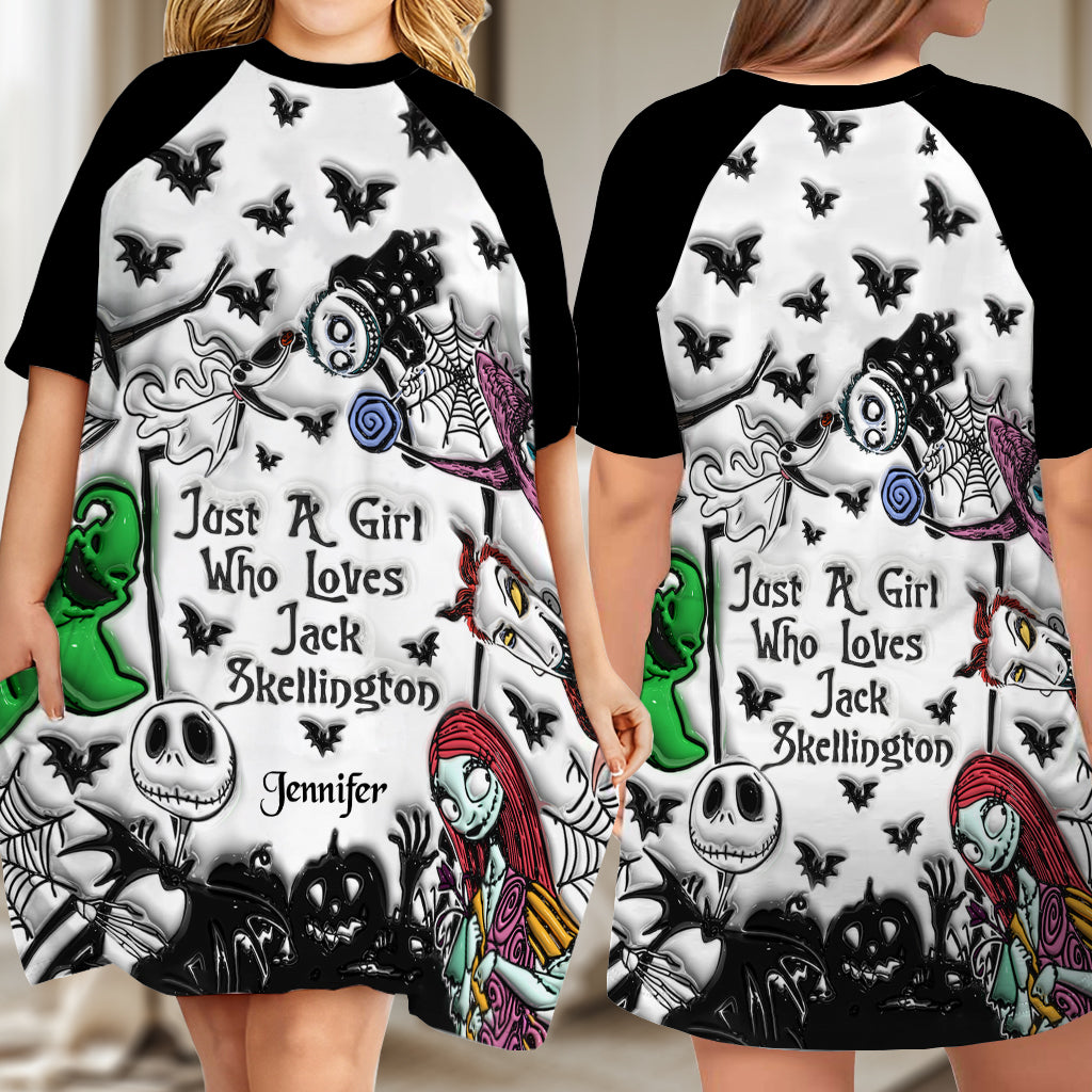 Just A Girl Who Loves Jack - Personalized Nightmare Sleep T-shirt Dress