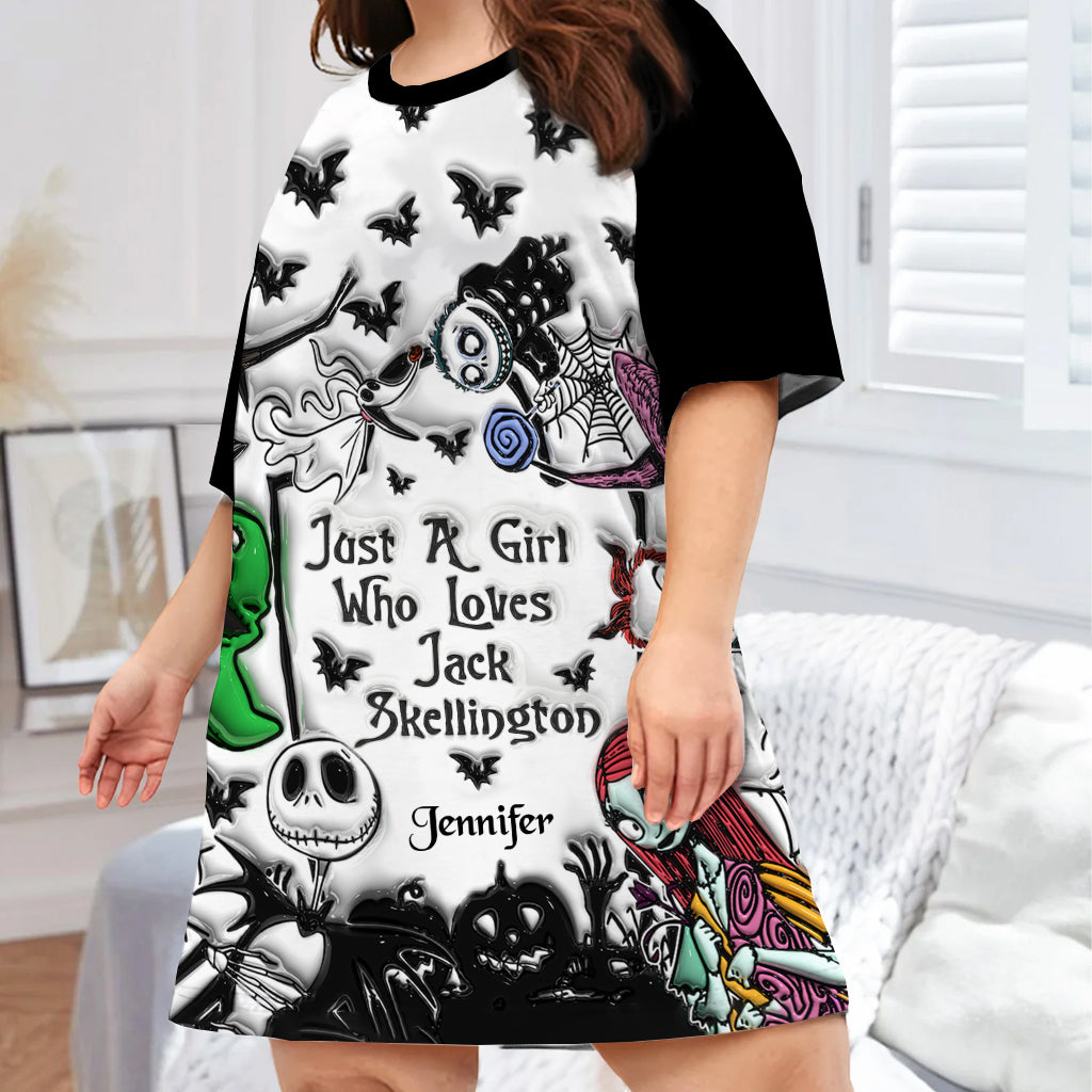 Just A Girl Who Loves Jack - Personalized Nightmare Sleep T-shirt Dress