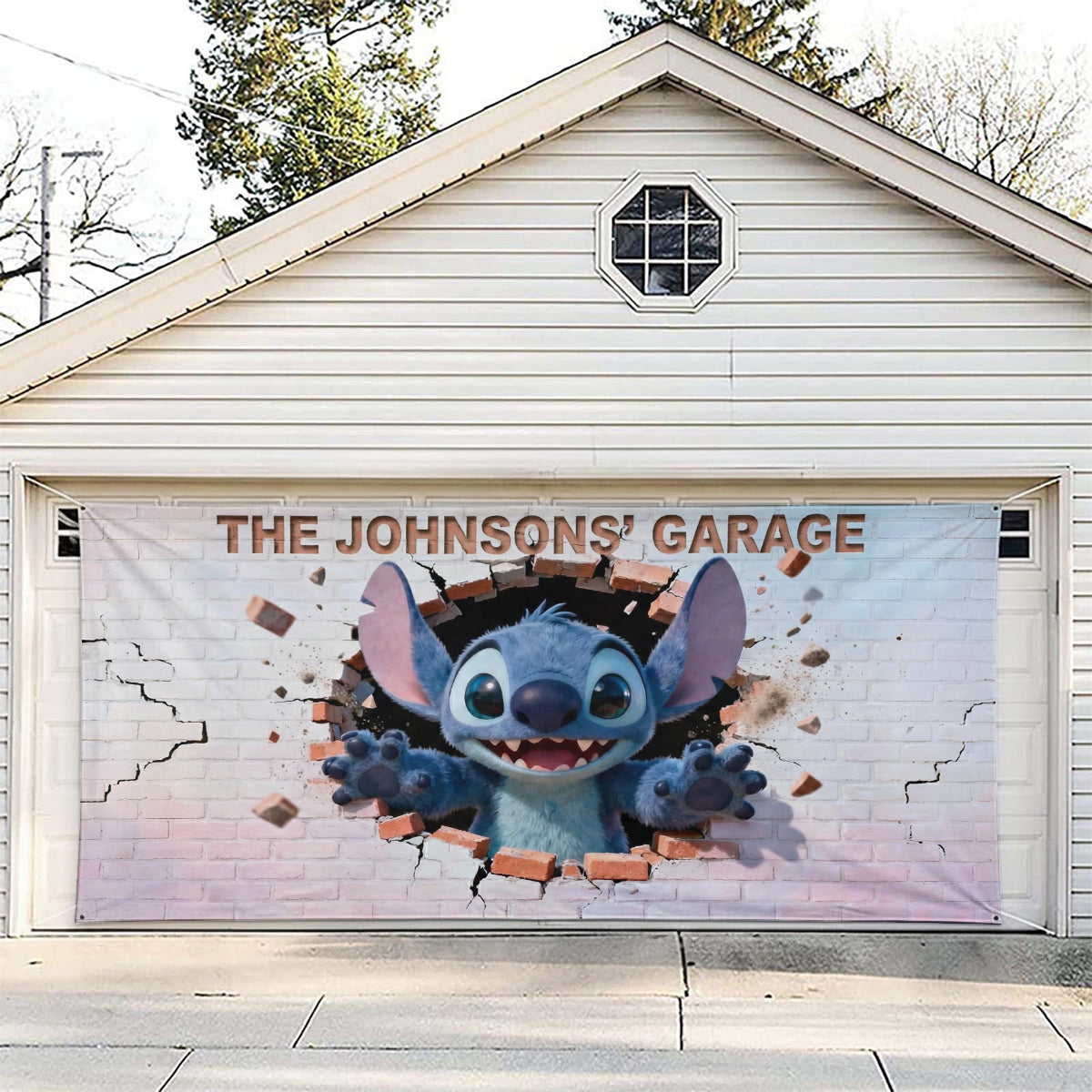 Blue Monster - Personalized Ohana Garage Door Banner