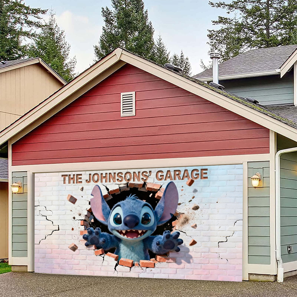 Blue Monster - Personalized Ohana Garage Door Banner