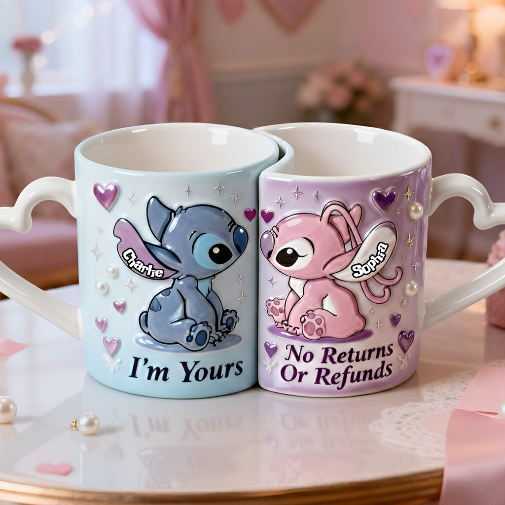 No Returns Or Refunds - Personalized Ohana Matching Heart Handle Mug
