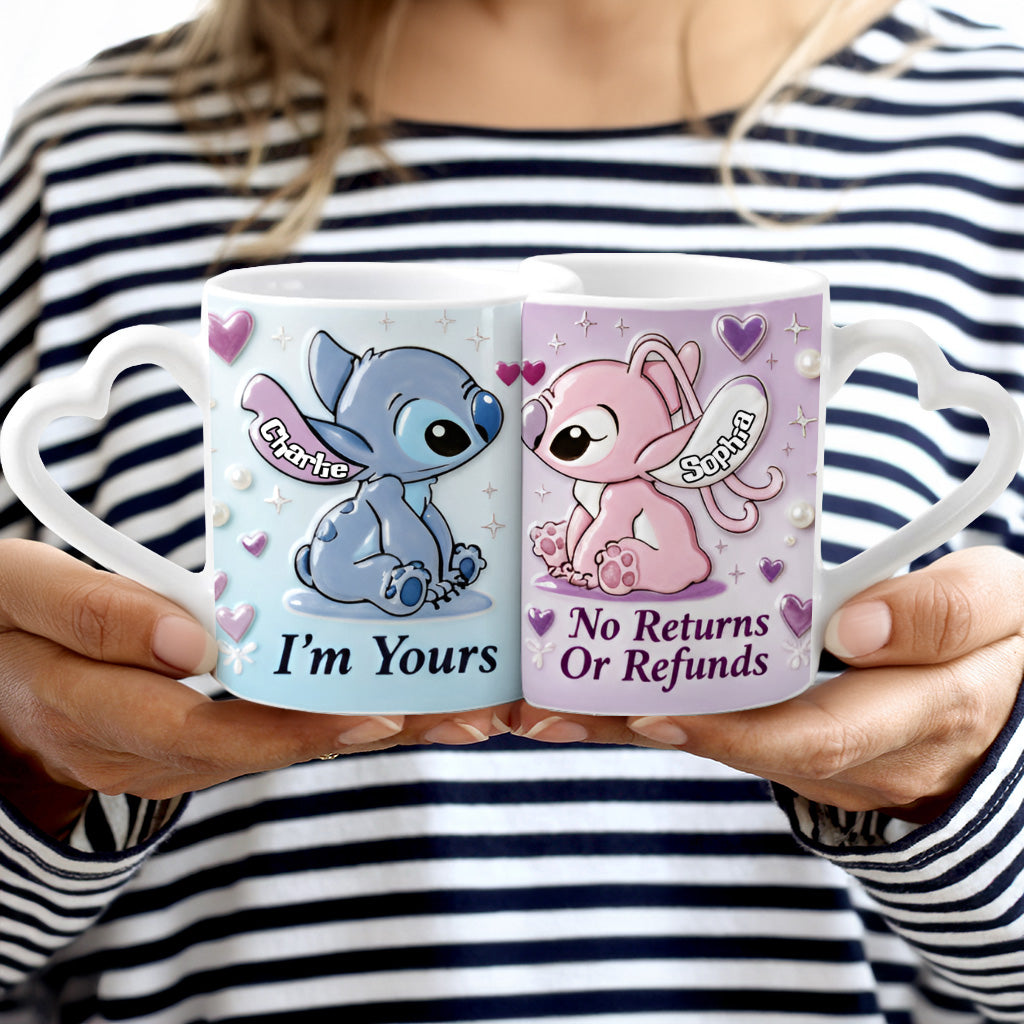 No Returns Or Refunds - Personalized Ohana Matching Heart Handle Mug