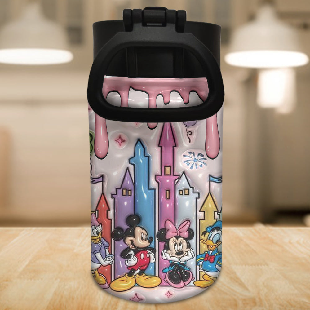 Cute Magic Castle Custom Name - Personalized Mouse Kids Water Bottle