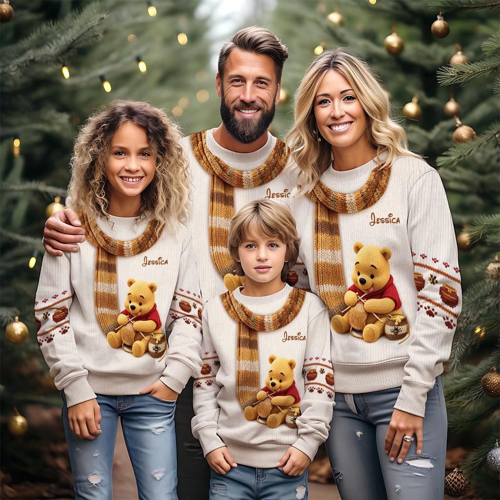 Knitting Bear - Personalized Yellow Bear Ugly Sweater