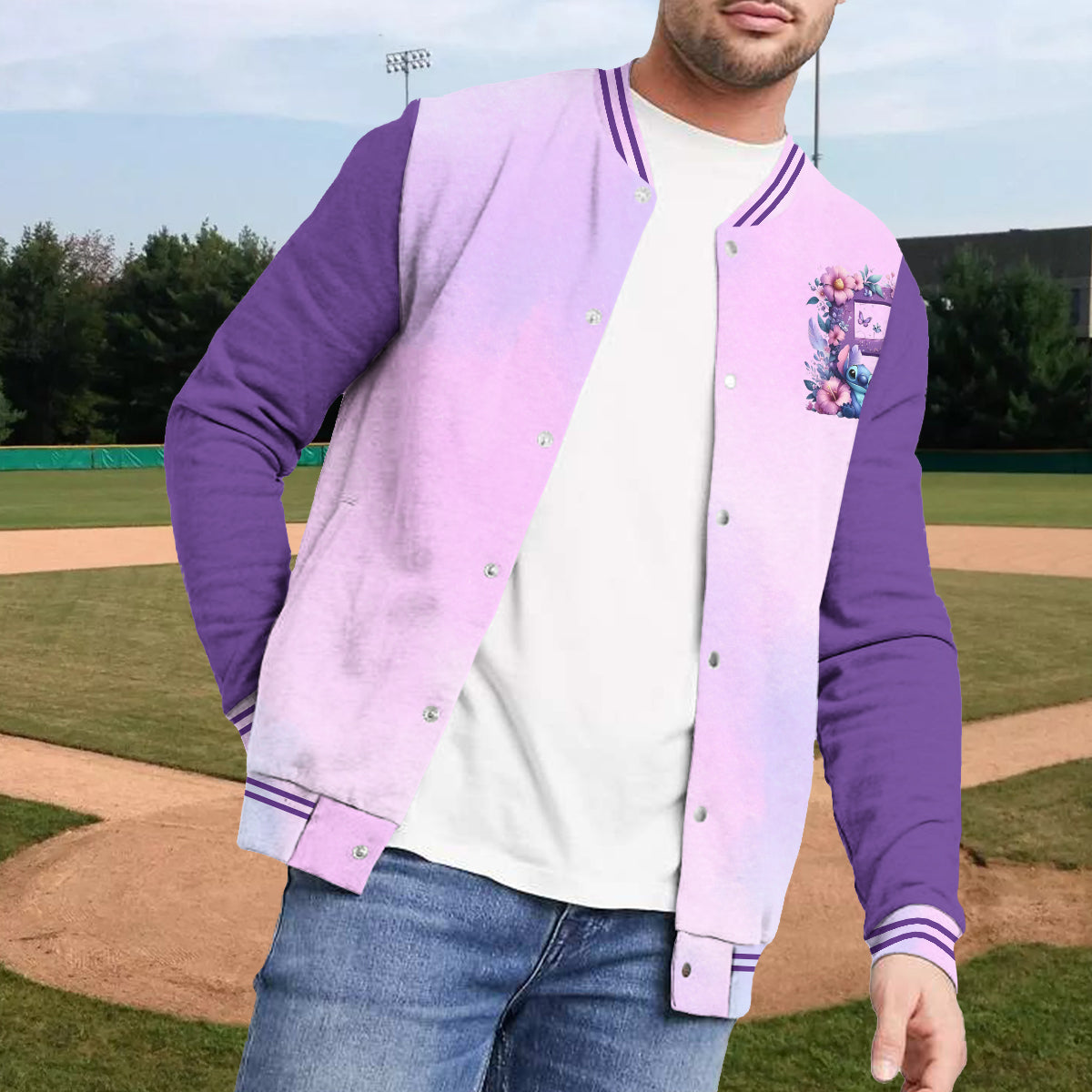Blue Ohana Alphabet Letter Custom Name - Personalized Ohana Varsity Jacket