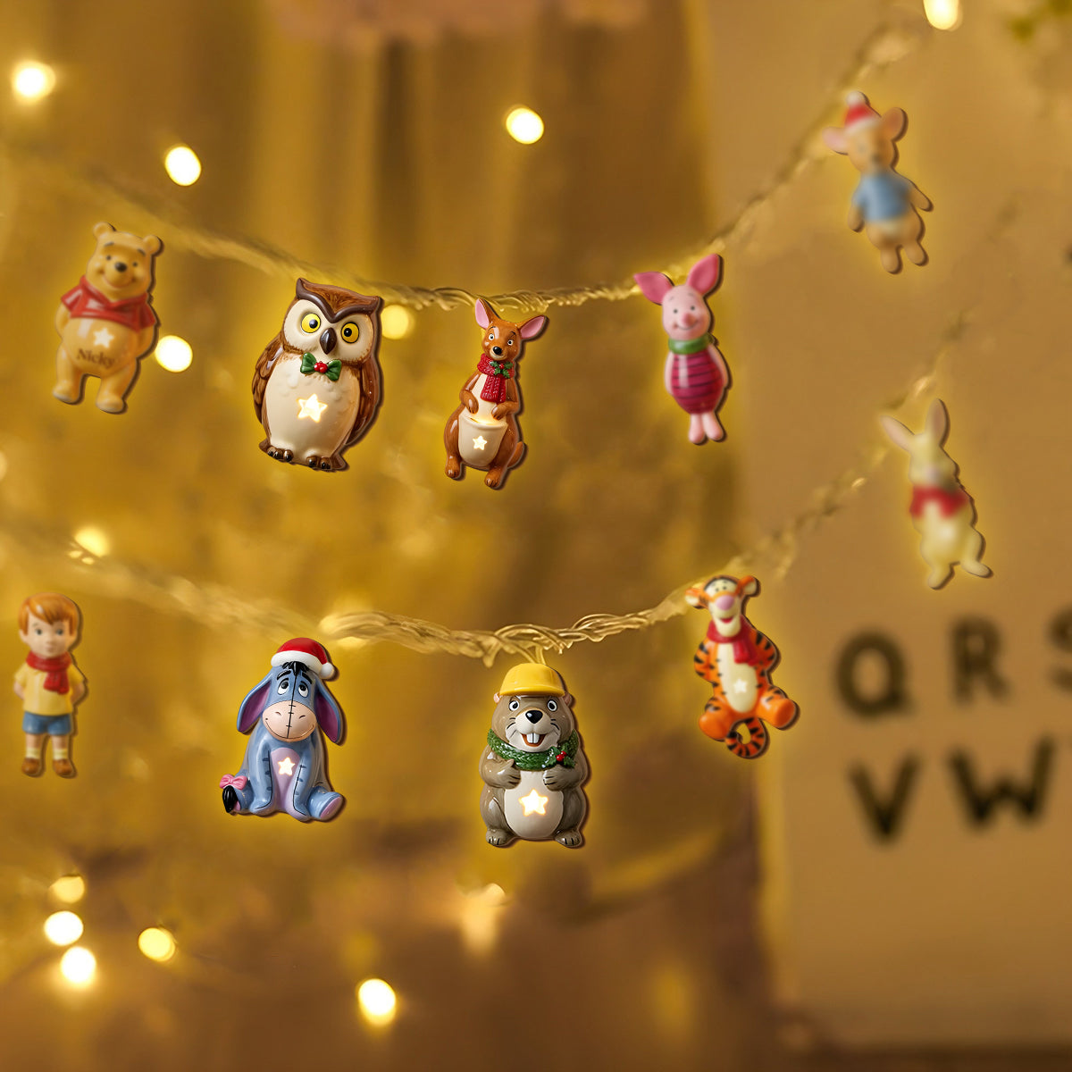 Christmas Friends - Personalized Yellow Bear String Lights