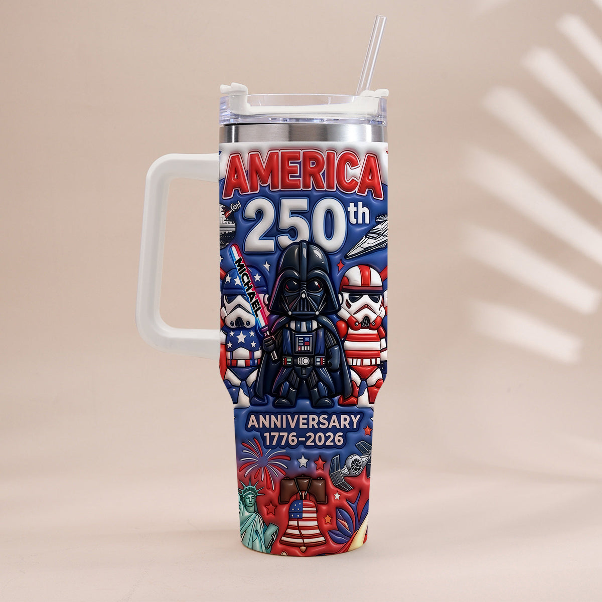 Galaxy USA 250th Anniversary - Personalized The Force Tumbler With Handle