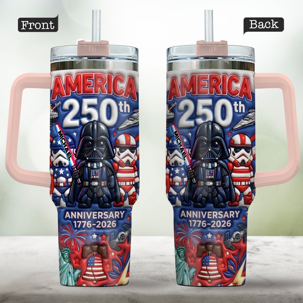 Galaxy USA 250th Anniversary - Personalized The Force Tumbler With Handle