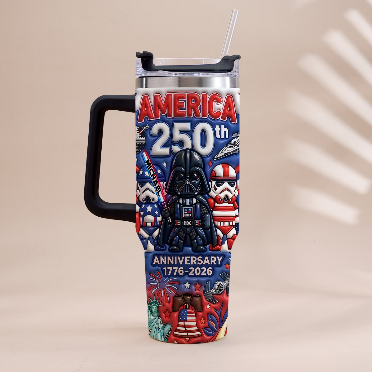 Galaxy USA 250th Anniversary - Personalized The Force Tumbler With Handle