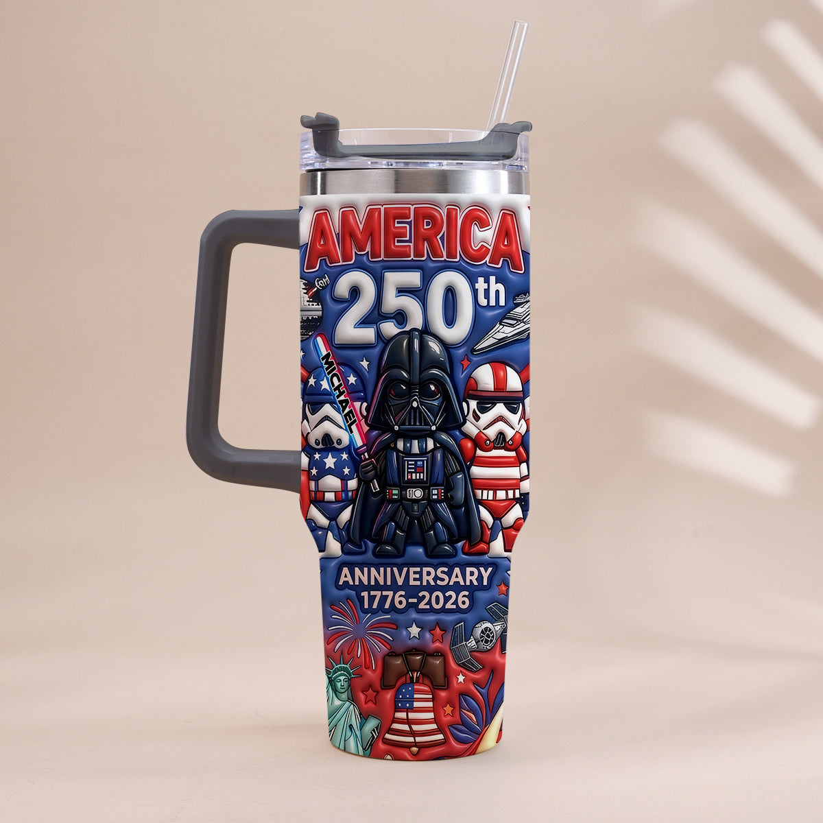 Galaxy USA 250th Anniversary - Personalized The Force Tumbler With Handle