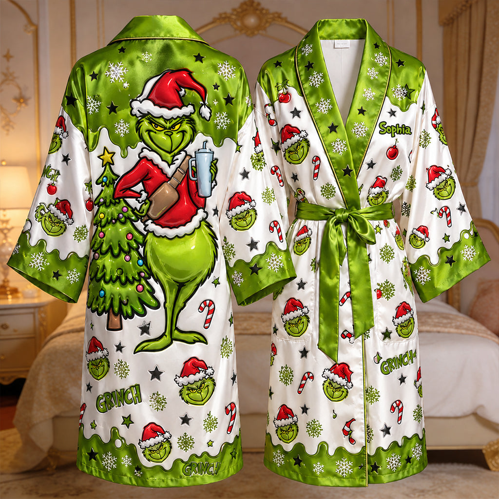 Merry Christmas - Personalized Stole Christmas Satin Robe