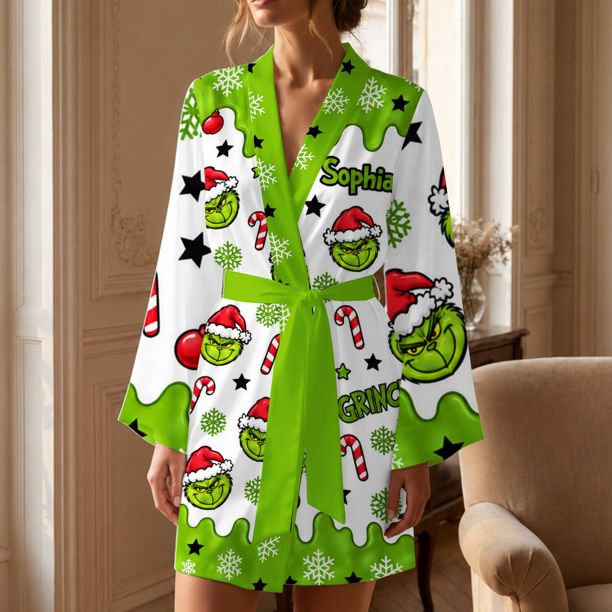 Merry Christmas - Personalized Stole Christmas Satin Robe